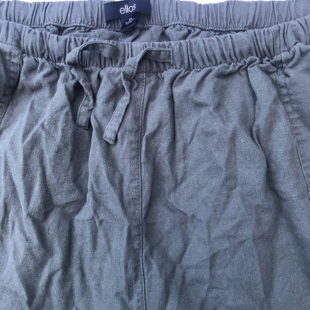 Ellos Women's Olive Linen Blend Shorts - Picture 8 of 12